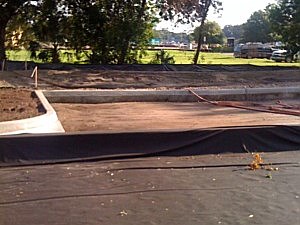 Mirifi geotextile wrapped up the curbing